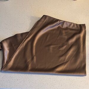 Chic Satin Midi Skirt in Rich Brown